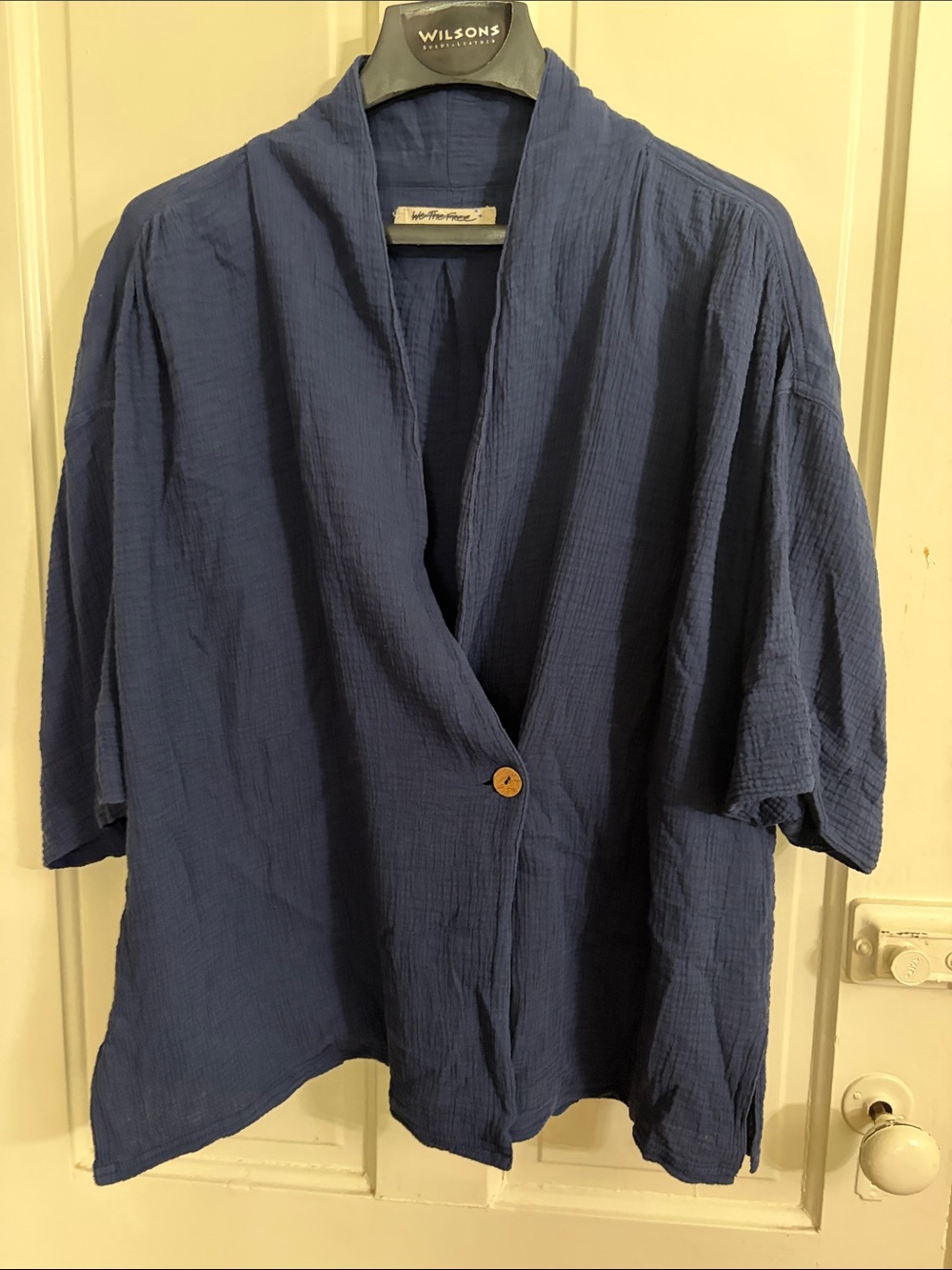 We The Free Navy Textured Open-Front Tunic with Single Button